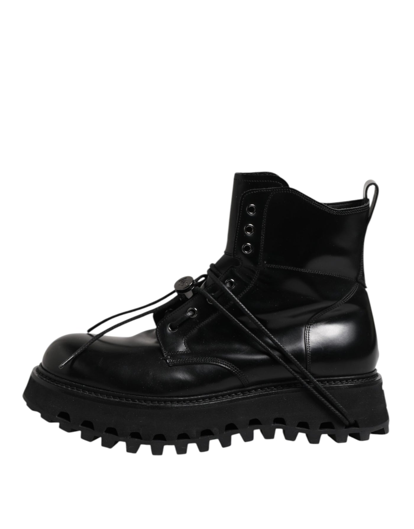 Dolce & Gabbana Schwarze Leder Logo-Stiefeletten Schnürschuhe