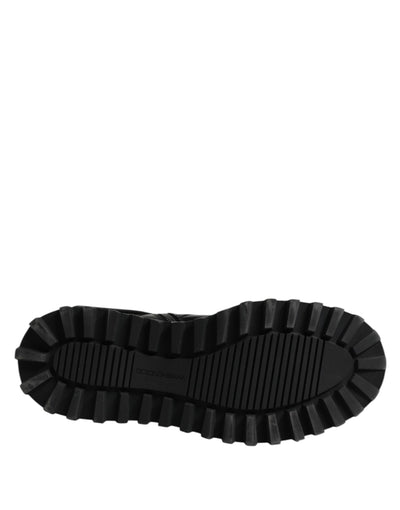 Dolce & Gabbana Schwarze Leder Logo-Stiefeletten Schnürschuhe