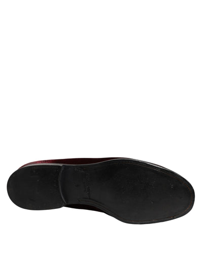 Dolce & Gabbana Rot Samt Männer Slip On Loafers Kleid Schuhe