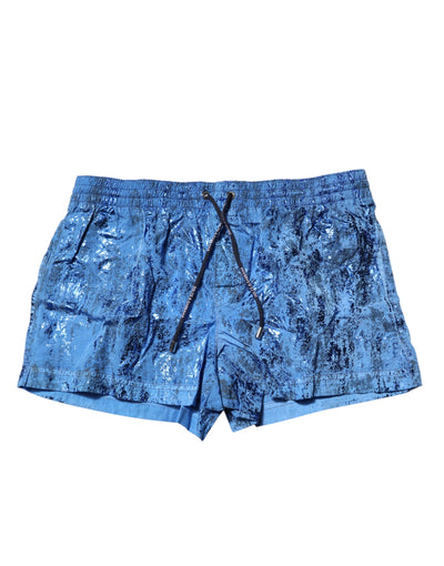 Dolce & Gabbana Blaue Logo Kordelzug Beachwear Shorts Bademode