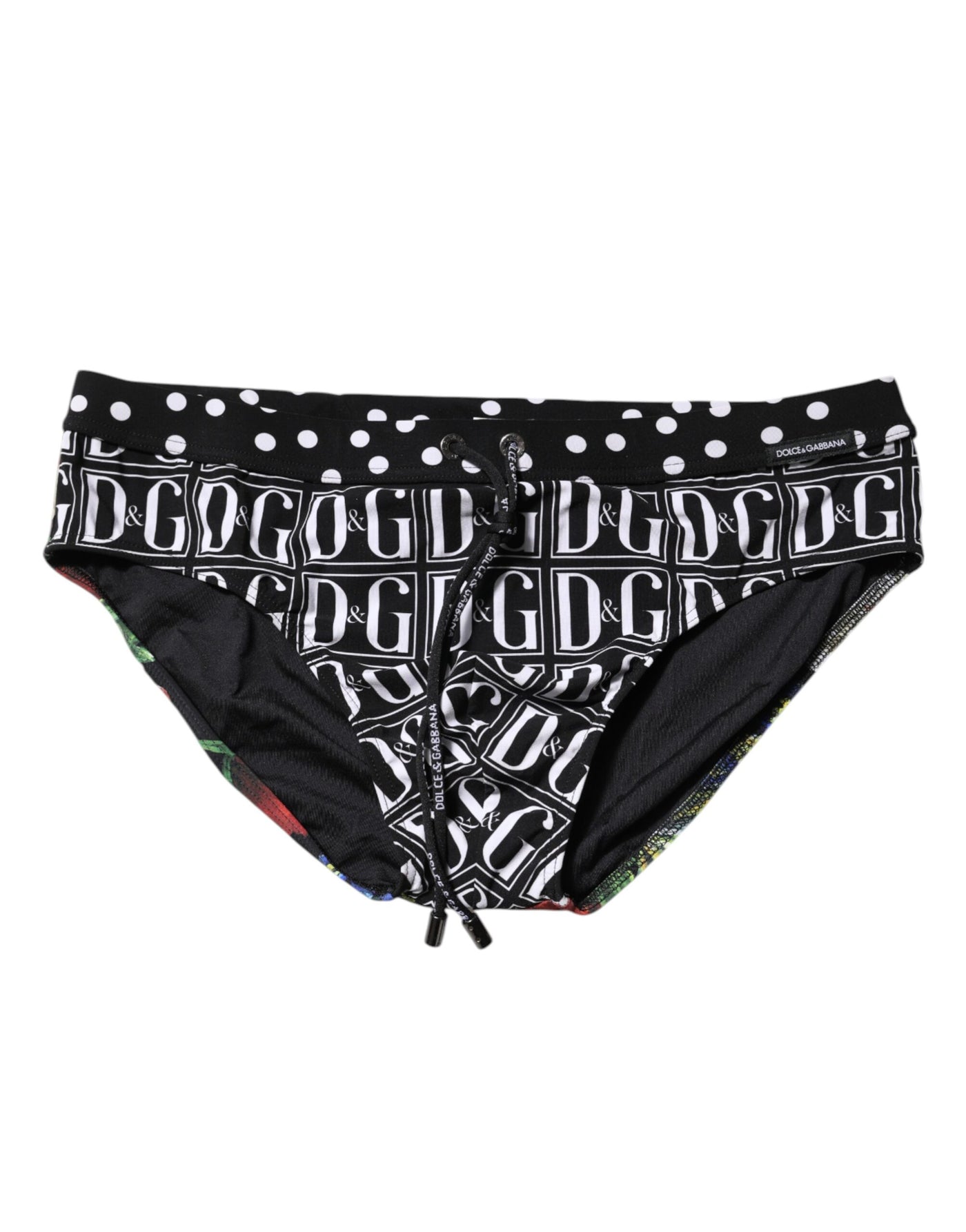 Dolce & Gabbana Black Floral Logo Beachwear Herren Badehose kurz