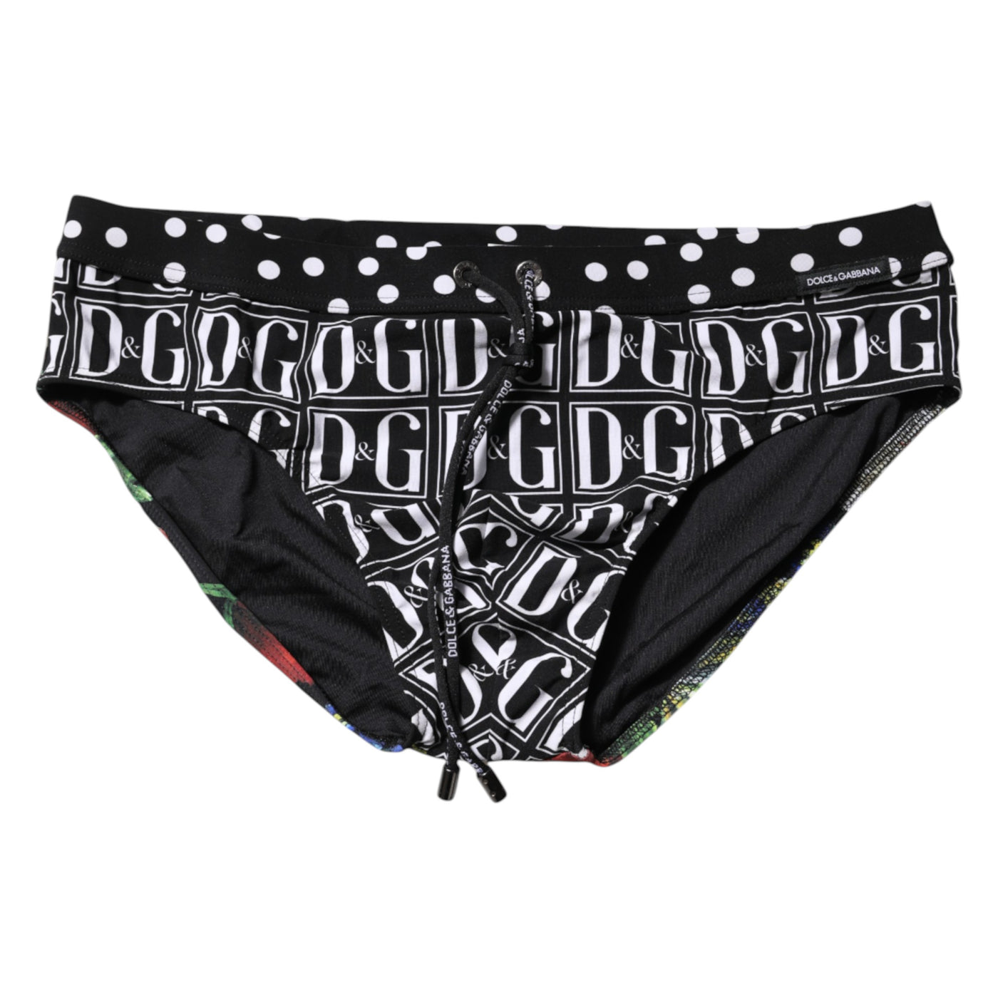 Dolce & Gabbana Black Floral Logo Beachwear Herren Badehose kurz