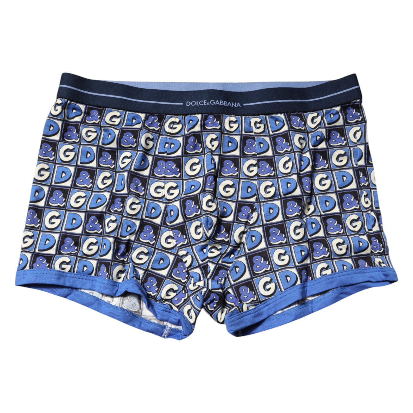 Dolce & Gabbana Blaue Baumwolle Logo-Druck Regular Boxer-Unterwäsche
