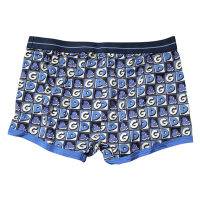 Dolce & Gabbana Blaue Baumwolle Logo-Druck Regular Boxer-Unterwäsche