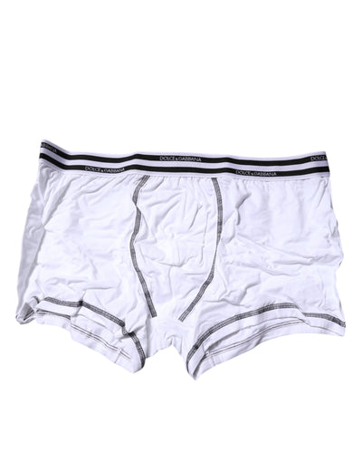 Dolce & Gabbana Weiße Cotton Stretch Regular Boxer Unterwäsche