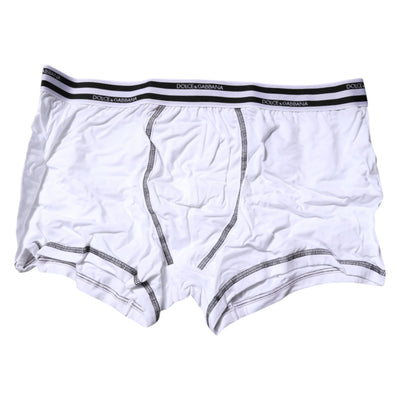 Dolce & Gabbana Weiße Cotton Stretch Regular Boxer Unterwäsche