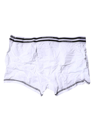 Dolce & Gabbana Weiße Cotton Stretch Regular Boxer Unterwäsche