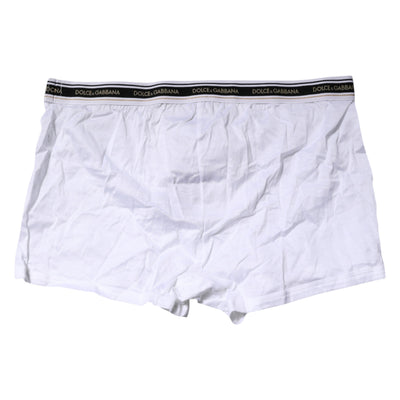 Dolce & Gabbana Weiße Cotton Stretch Regular Boxer Unterwäsche