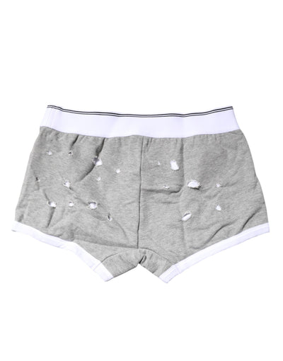 Dolce & Gabbana Graue Cotton Stretch Regular Boxer Unterwäsche