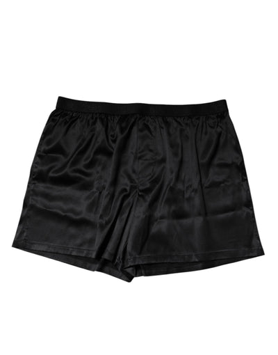 Dolce & Gabbana Schwarze Seide Regular Herren Boxershorts Unterwäsche