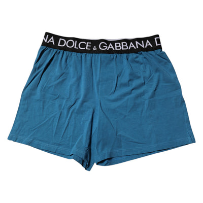 Dolce & Gabbana Blaue Logo Taille Regular Boxershorts Unterwäsche