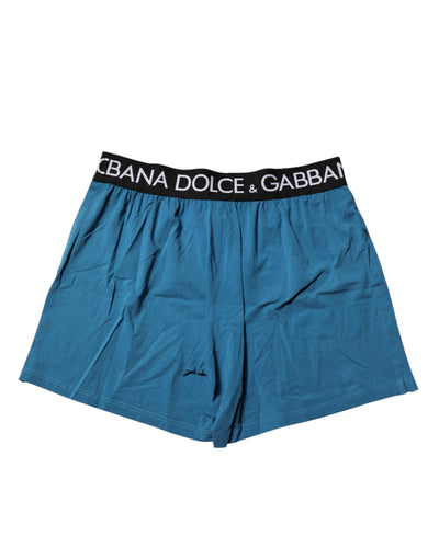 Dolce & Gabbana Blaue Logo Taille Regular Boxershorts Unterwäsche