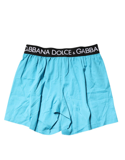 Dolce & Gabbana Blaue Logo Taille Regular Boxershorts Unterwäsche