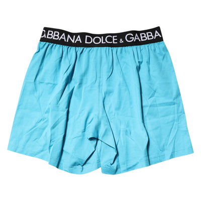 Dolce & Gabbana Blaue Logo Taille Regular Boxershorts Unterwäsche