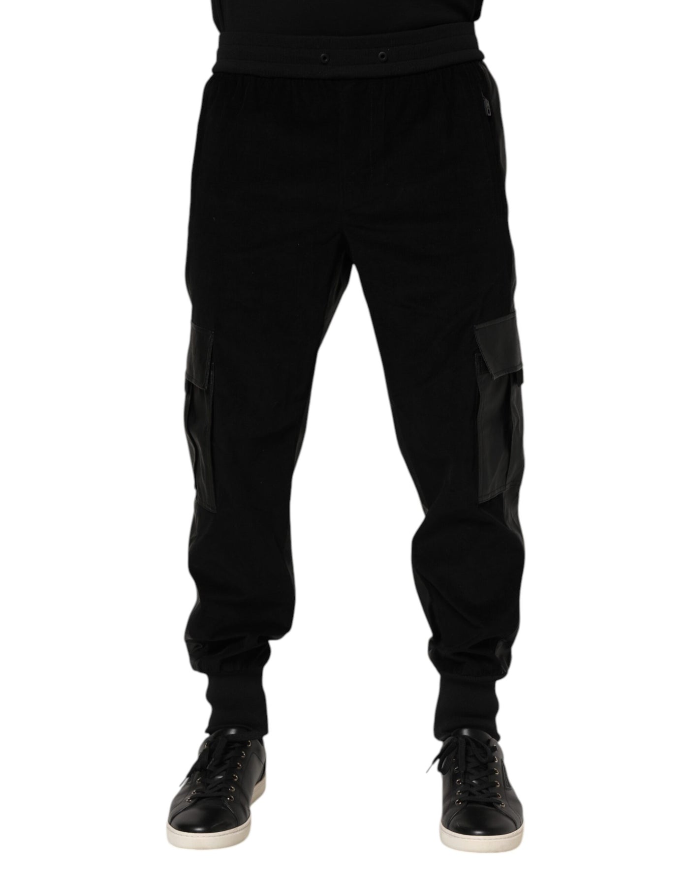 Dolce & Gabbana Schwarze Baumwoll-Cargo-Joggerhose für Männer