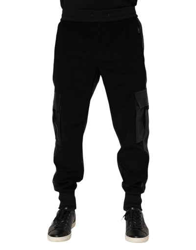 Dolce & Gabbana Schwarze Baumwoll-Cargo-Joggerhose für Männer
