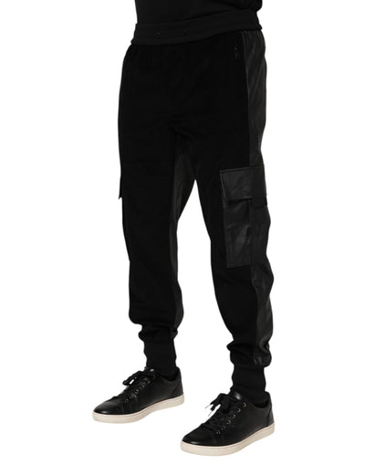 Dolce & Gabbana Schwarze Baumwoll-Cargo-Joggerhose für Männer