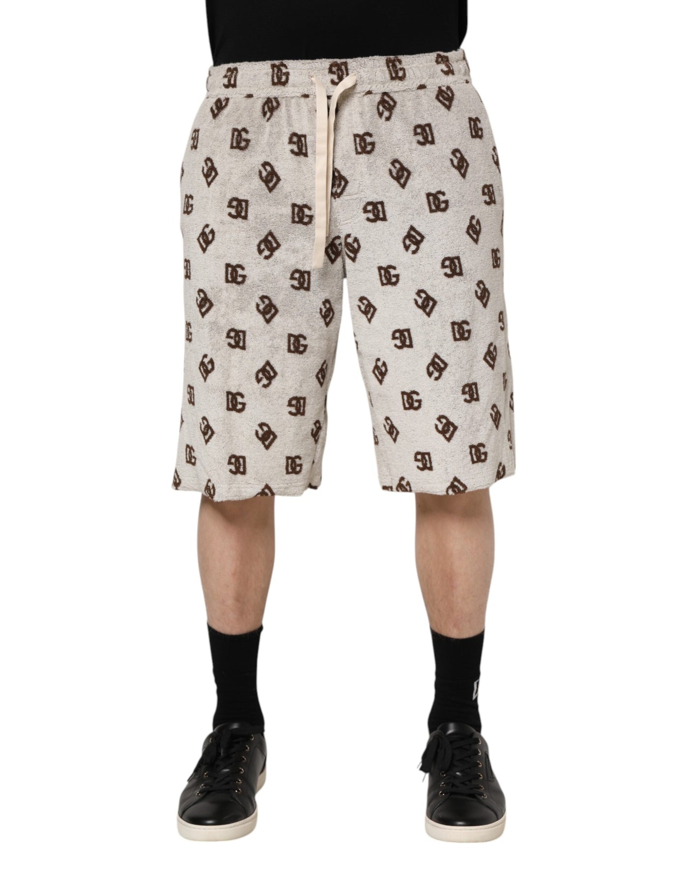 Dolce & Gabbana Weiße Baumwolle DG Mania Print Männer Bermuda Shorts