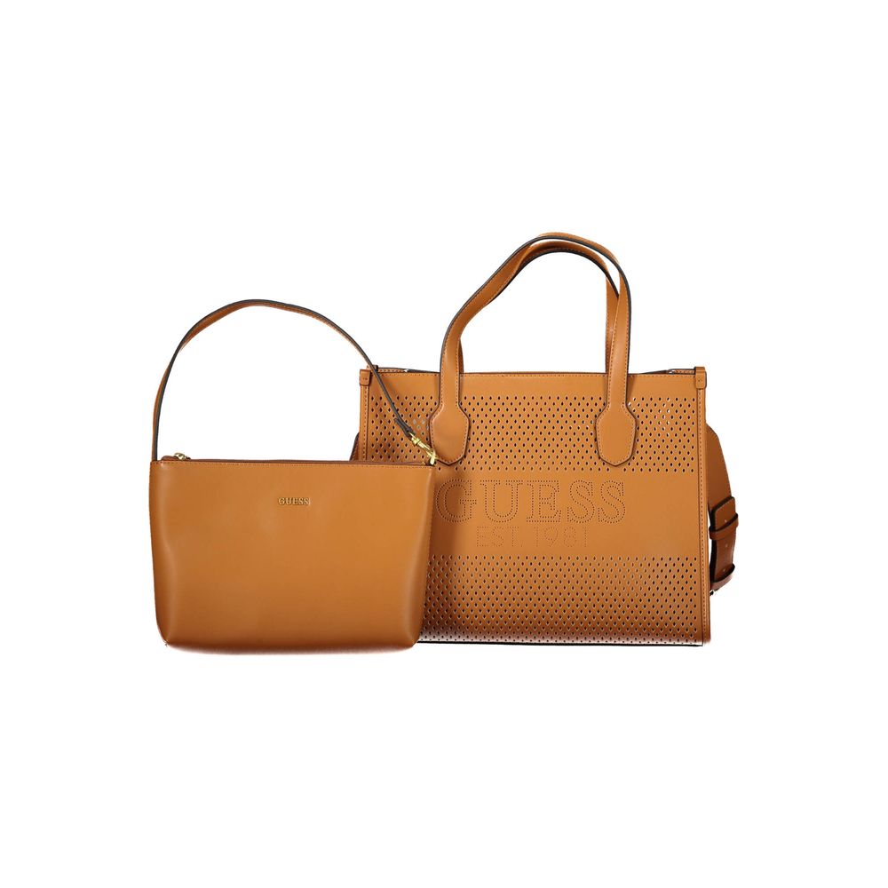 Guess Jeans Braune Polyethylen-Handtasche