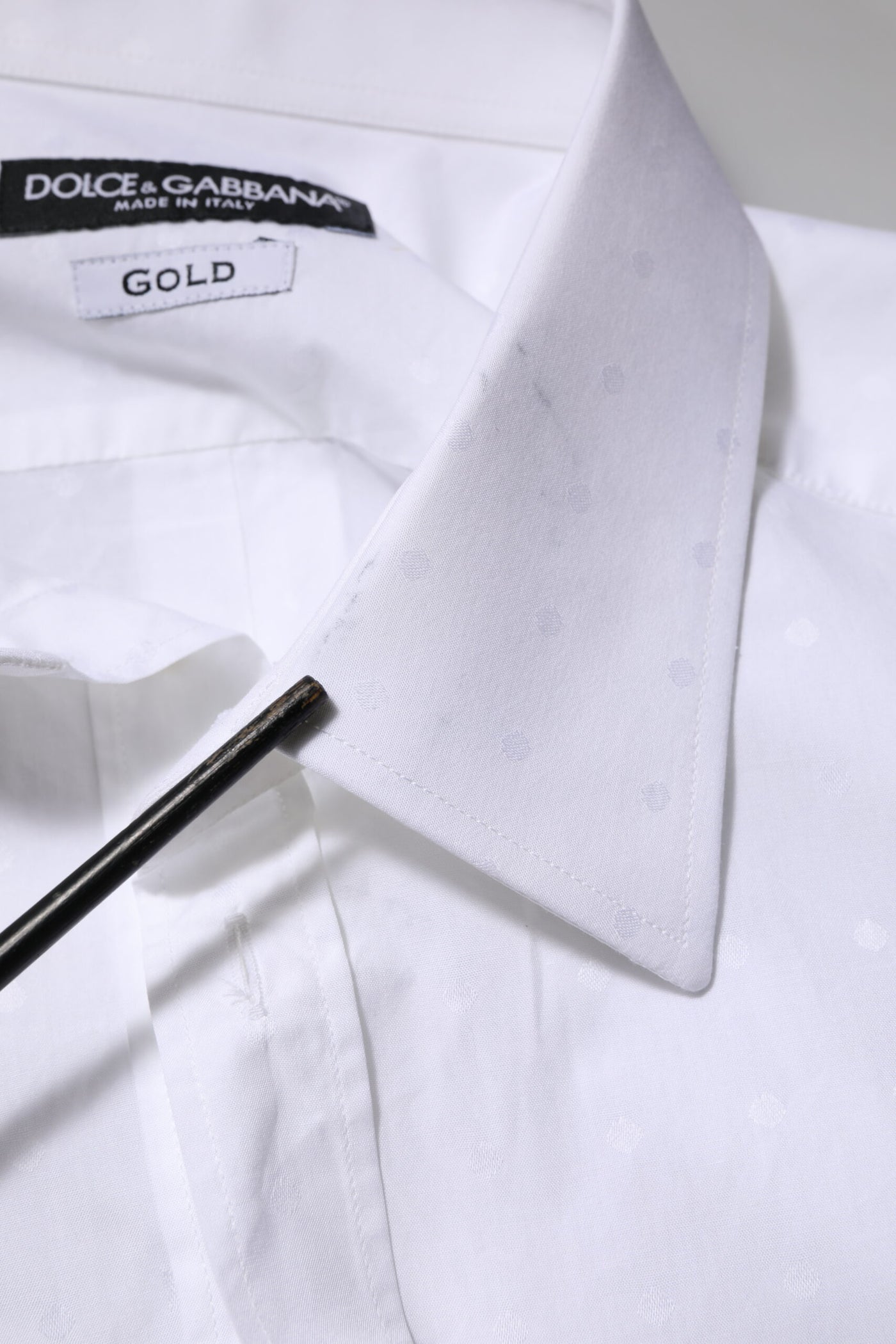 Dolce & Gabbana Weißes Kleid aus Baumwolle GOLD Formelles Hemd