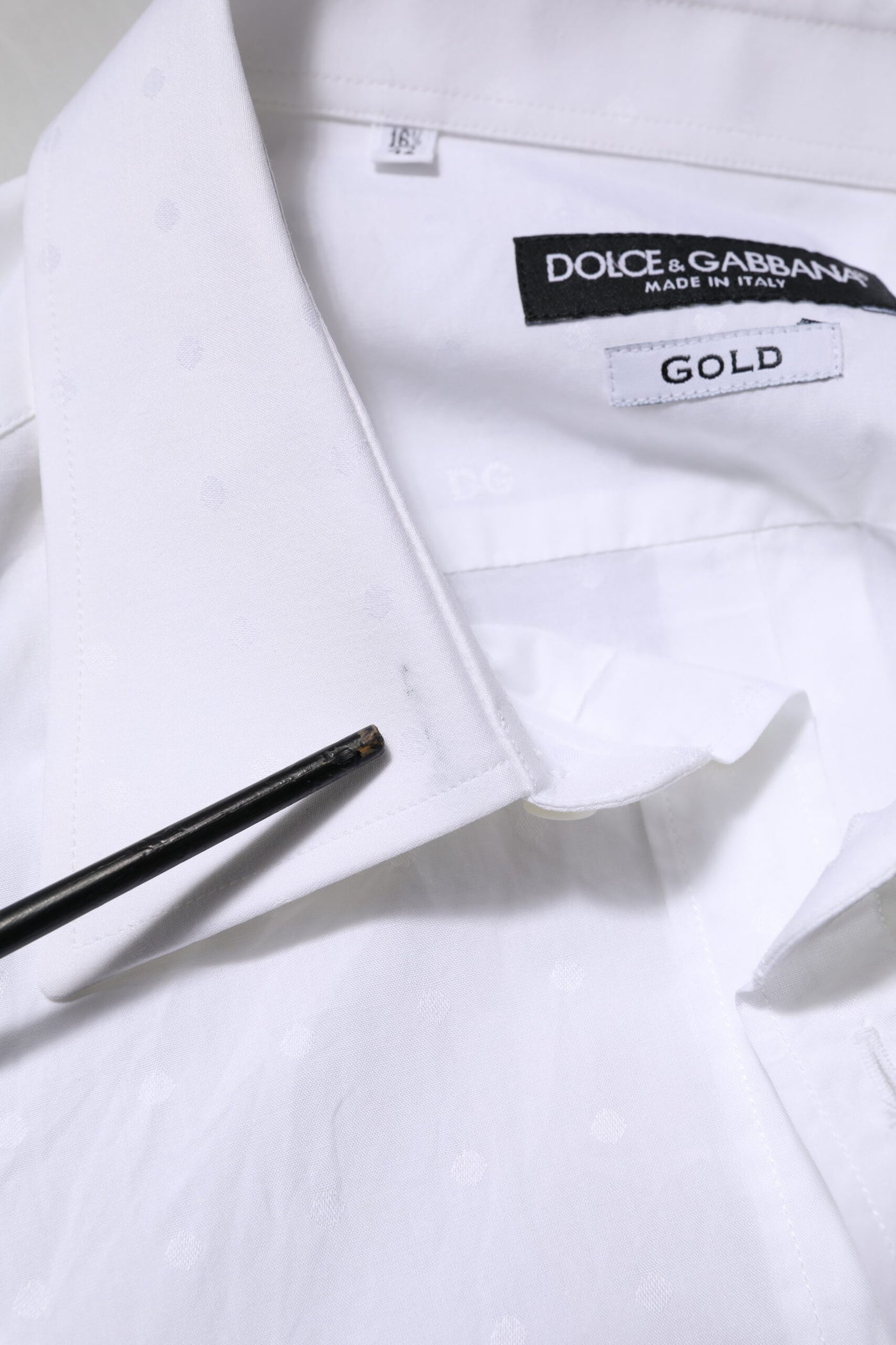 Dolce & Gabbana Weißes Kleid aus Baumwolle GOLD Formelles Hemd