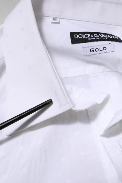 Dolce & Gabbana Weißes Kleid aus Baumwolle GOLD Formelles Hemd