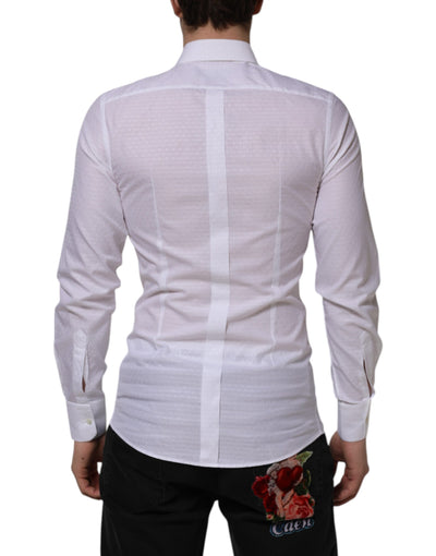 Dolce & Gabbana Weißes langärmeliges Hemd aus Baumwolle GOLD Formal