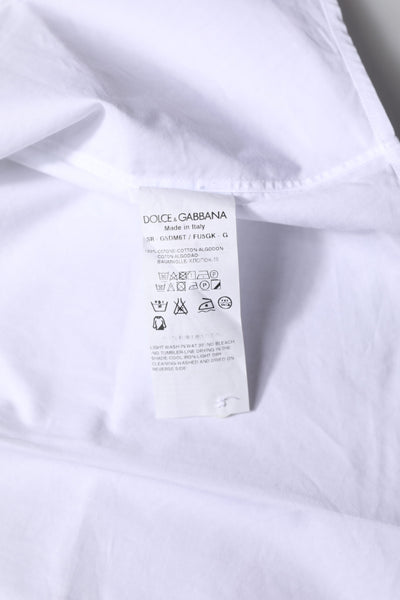 Dolce & Gabbana Weißes langärmeliges Hemd aus Baumwolle GOLD Formal