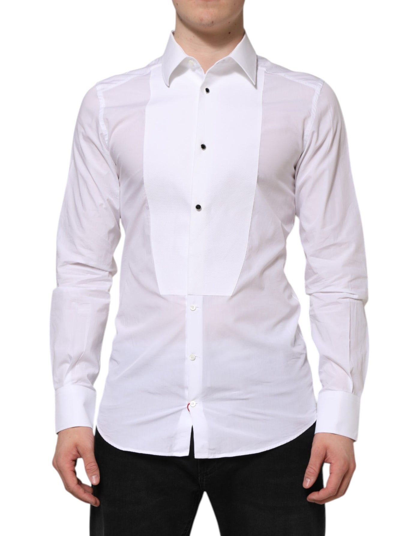 Dolce & Gabbana Weißes Hemd aus Baumwolle GOLD Bib Popeline Formal