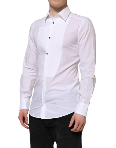 Dolce & Gabbana Weißes Hemd aus Baumwolle GOLD Bib Popeline Formal