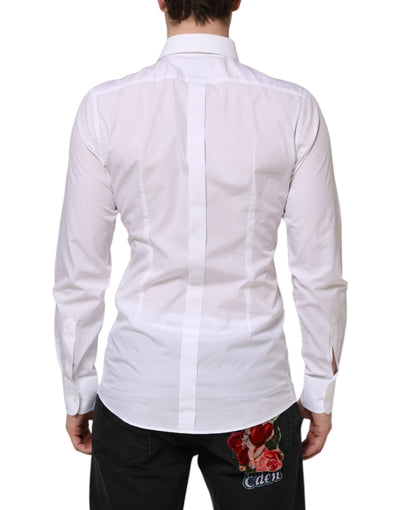Dolce & Gabbana Weißes Hemd aus Baumwolle GOLD Bib Popeline Formal