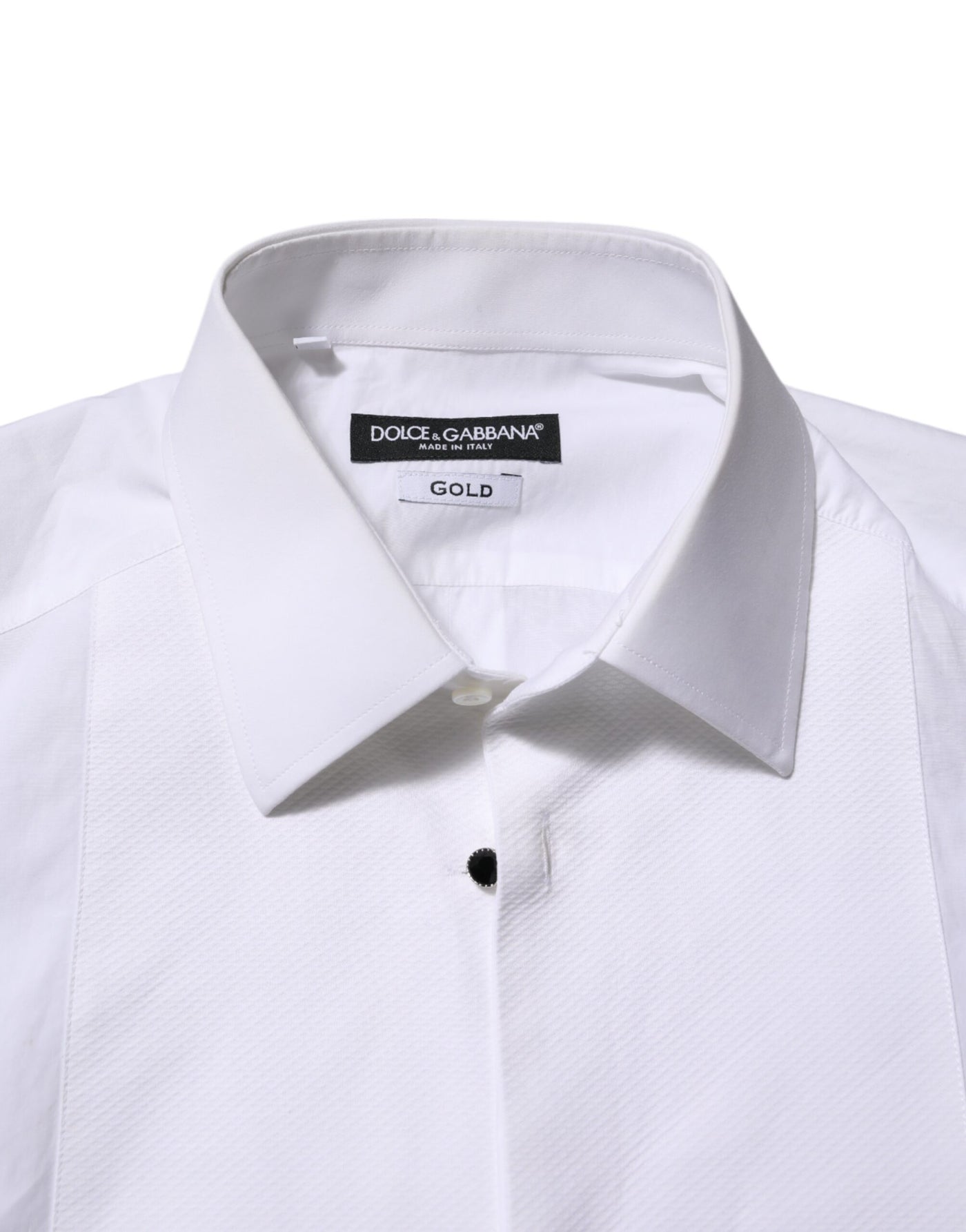 Dolce & Gabbana Weißes Hemd aus Baumwolle GOLD Bib Popeline Formal