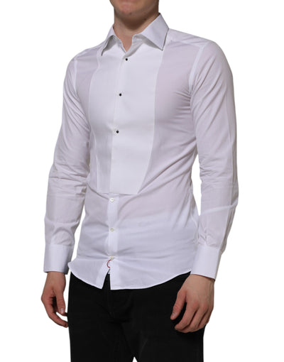 Dolce & Gabbana Weißes Hemd aus Baumwolle GOLD Bib Popeline Formal