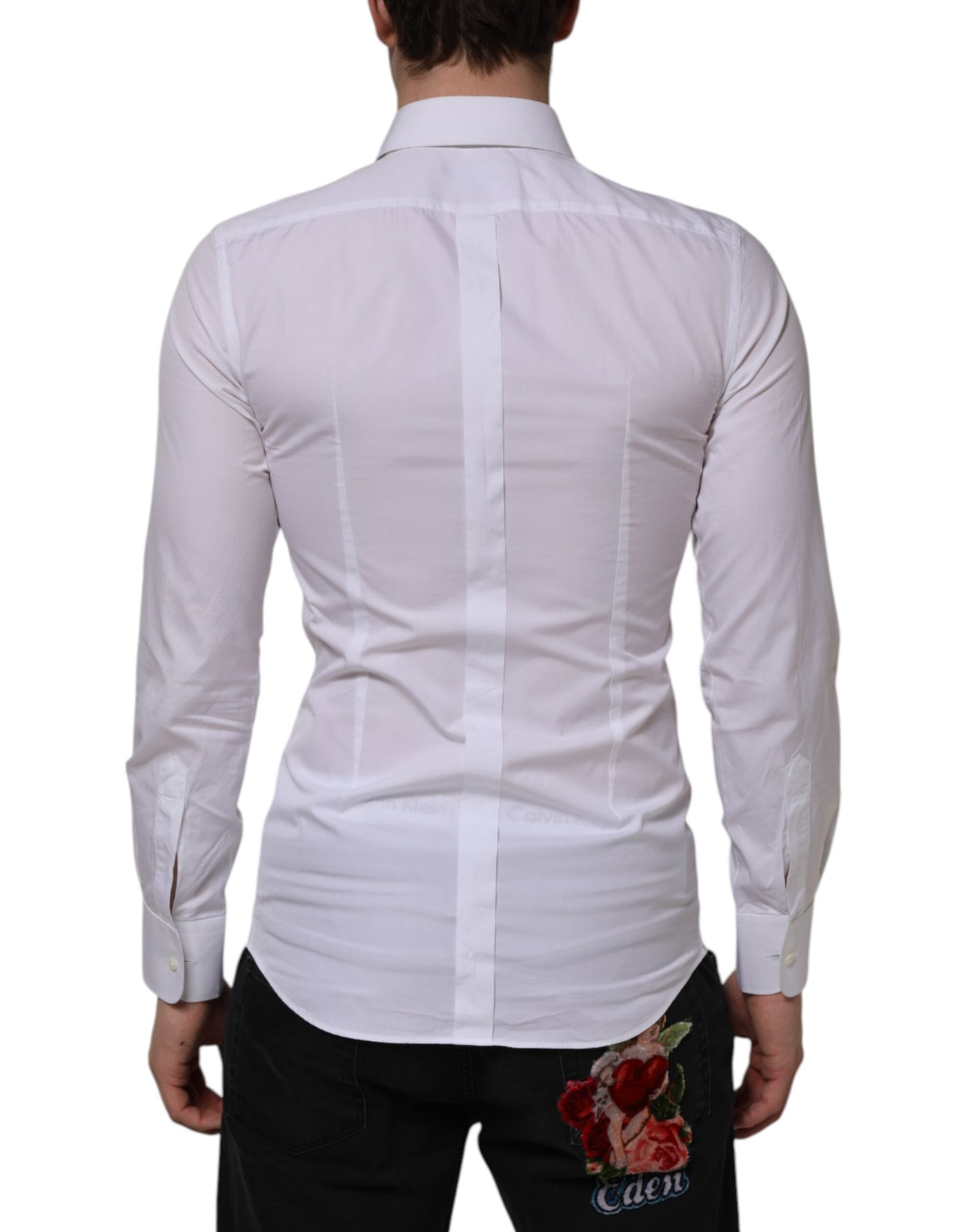 Dolce & Gabbana Weißes Hemd aus Baumwolle GOLD Bib Popeline Formal