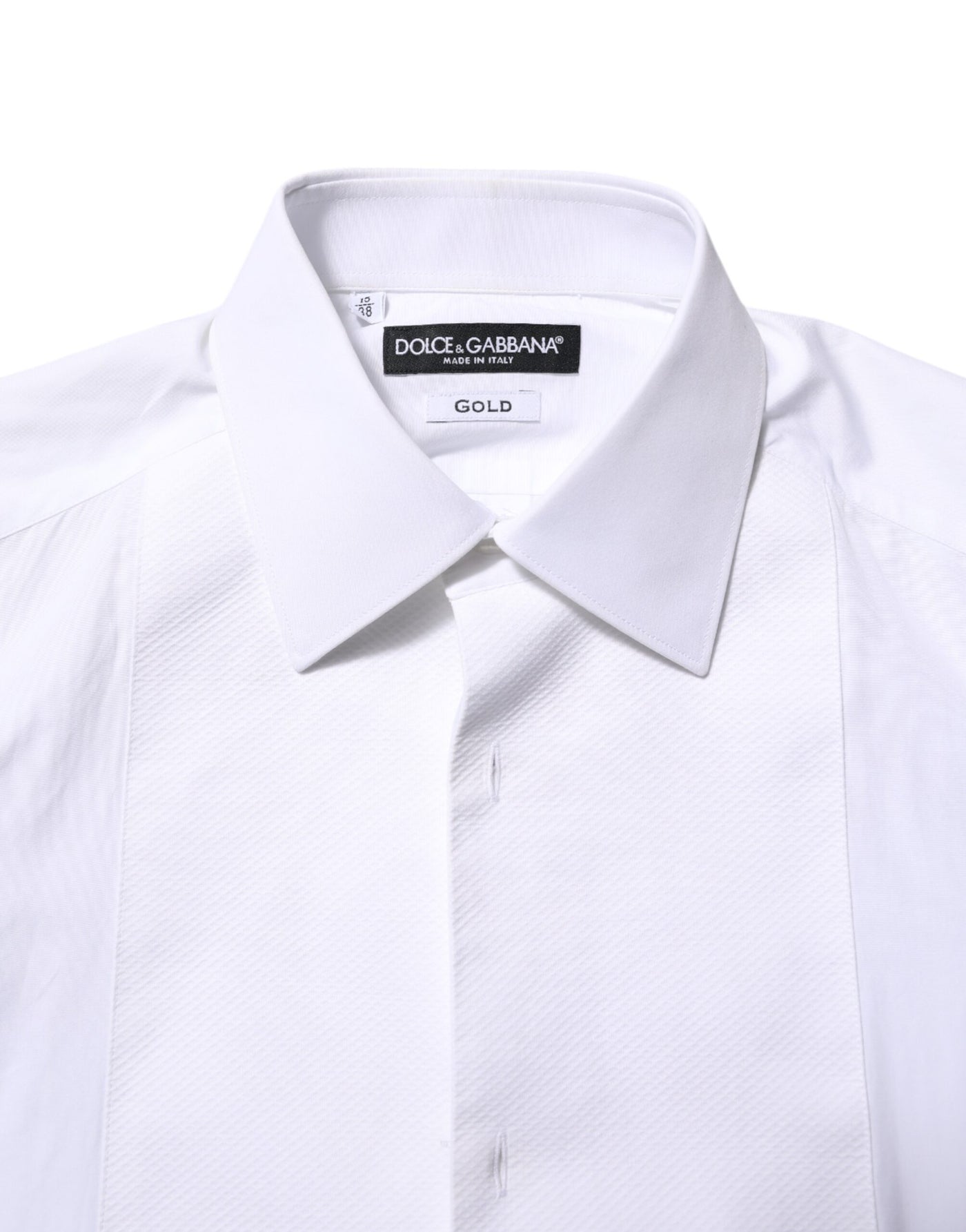 Dolce & Gabbana Weißes Hemd aus Baumwolle GOLD Bib Popeline Formal