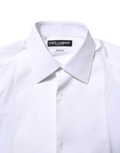 Dolce & Gabbana Weißes Hemd aus Baumwolle GOLD Bib Popeline Formal