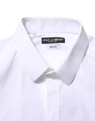 Dolce & Gabbana Weißes Baumwollhemd mit langen Ärmeln GOLD Formelles Hemd