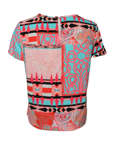Versace Jeans Multicolor Print Kurze Ärmel Frauen Bluse Top