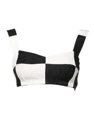 Dolce & Gabbana Schwarz Weiß Beschnittenes Bustier Korsett-BH Top