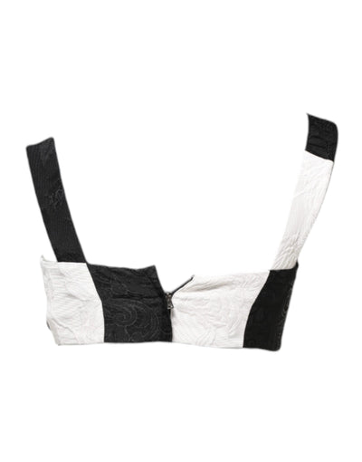 Dolce & Gabbana Schwarz Weiß Beschnittenes Bustier Korsett-BH Top