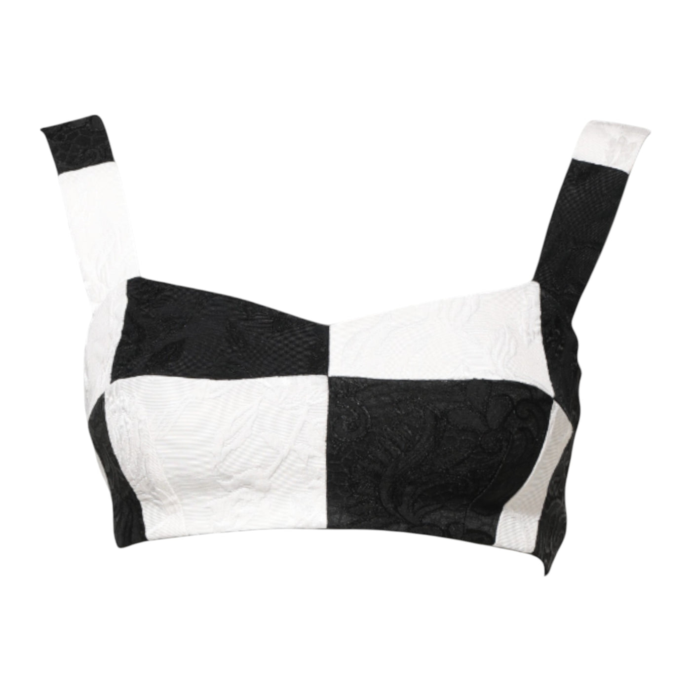 Dolce & Gabbana Schwarz Weiß Beschnittenes Bustier Korsett-BH Top