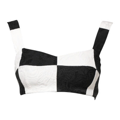 Dolce & Gabbana Schwarz Weiß Beschnittenes Bustier Korsett-BH Top