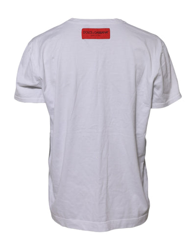 Dolce & Gabbana Weißes T-Shirt aus bedruckter Baumwolle mit kurzen Ärmeln
