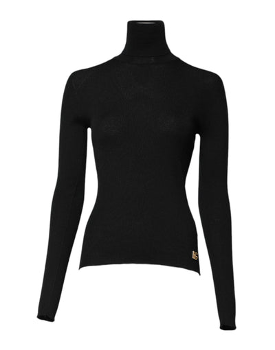 Dolce & Gabbana Schwarzes Kaschmir-Rollkragen-Strickblusentop