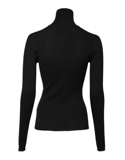 Dolce & Gabbana Schwarzes Kaschmir-Rollkragen-Strickblusentop