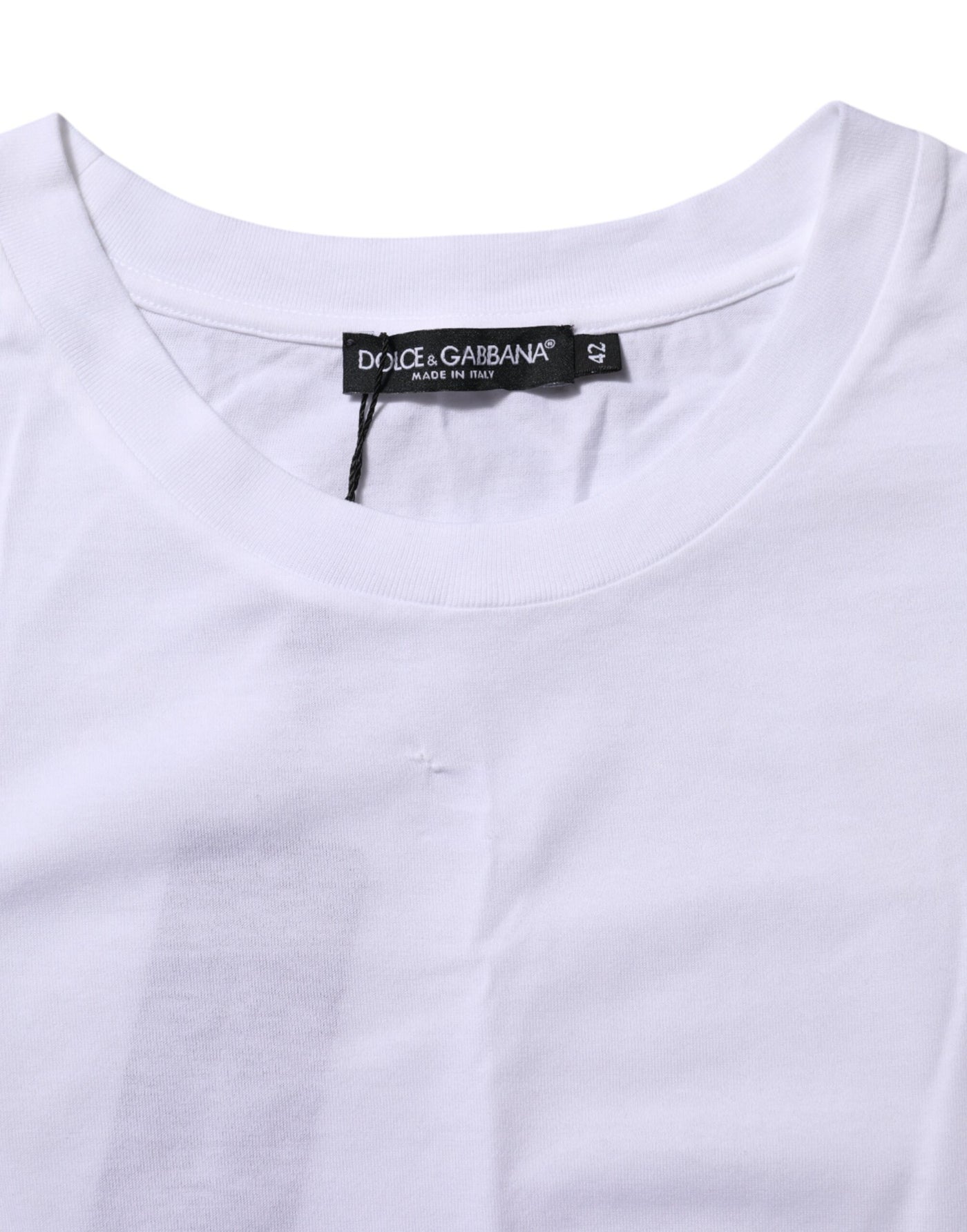 Dolce & Gabbana Weißes Baumwoll-T-Shirt mit Rundhalsausschnitt und kurzen Ärmeln