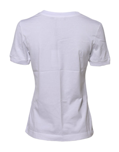 Dolce & Gabbana Weißes Baumwoll-T-Shirt mit Rundhalsausschnitt und kurzen Ärmeln