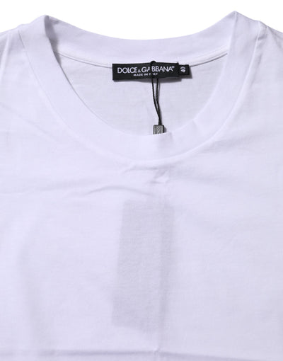 Dolce & Gabbana Weißes Baumwoll-T-Shirt mit Rundhalsausschnitt und kurzen Ärmeln