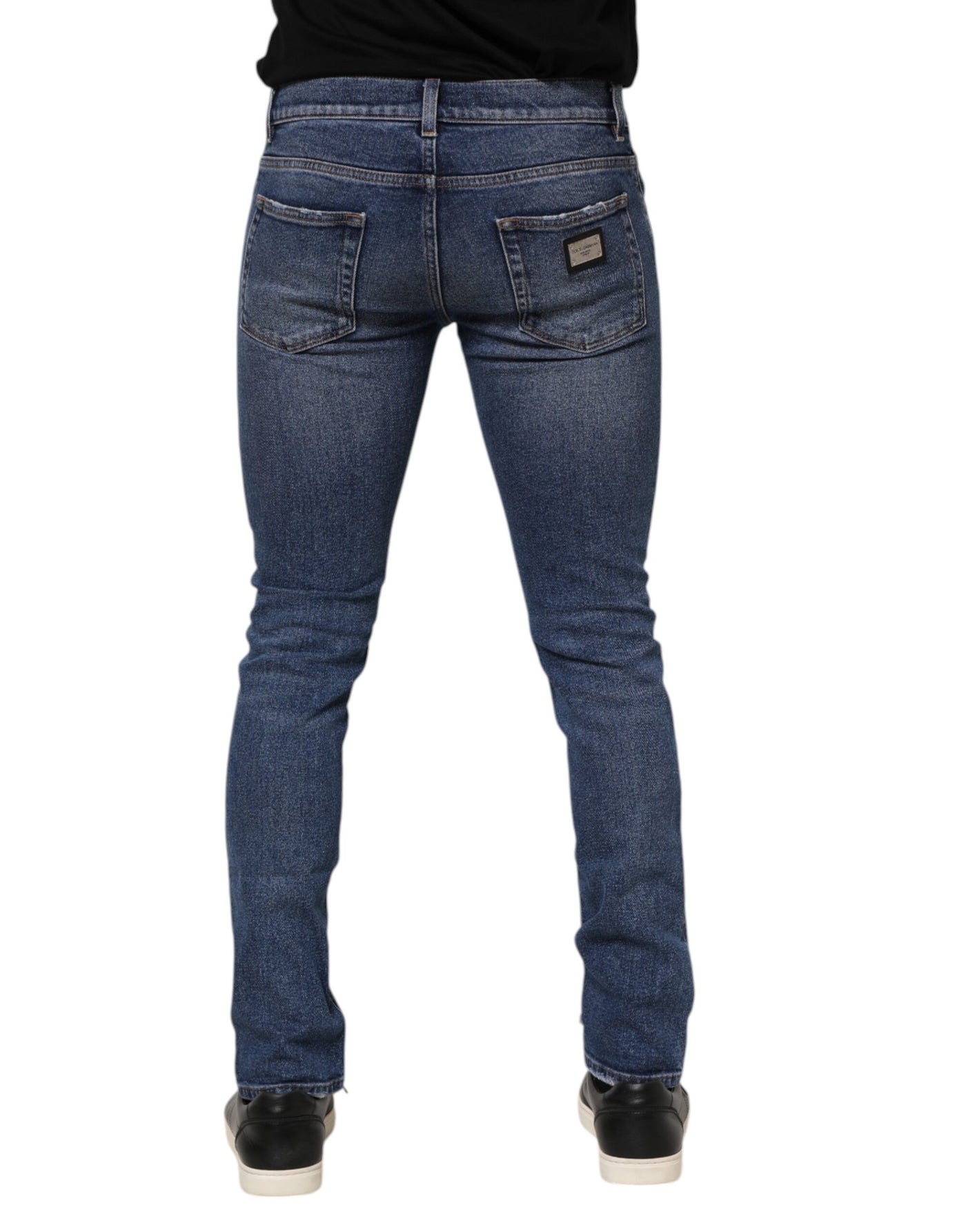 Dolce & Gabbana Blaue gewaschene Skinny Denim-Jeans aus zerrissener Baumwolle
