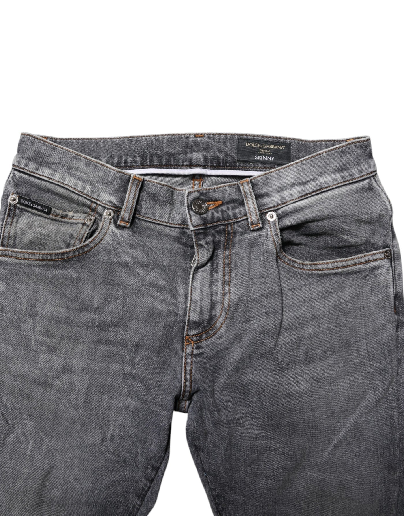 Dolce & Gabbana Graue Baumwolle Skinny Männer Denim Hosen Jeans